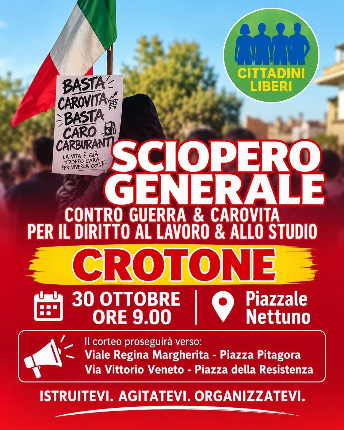 images Crotone, l'Associazione Cittadini Liberi aderisce allo sciopero generale del 30 ottobre