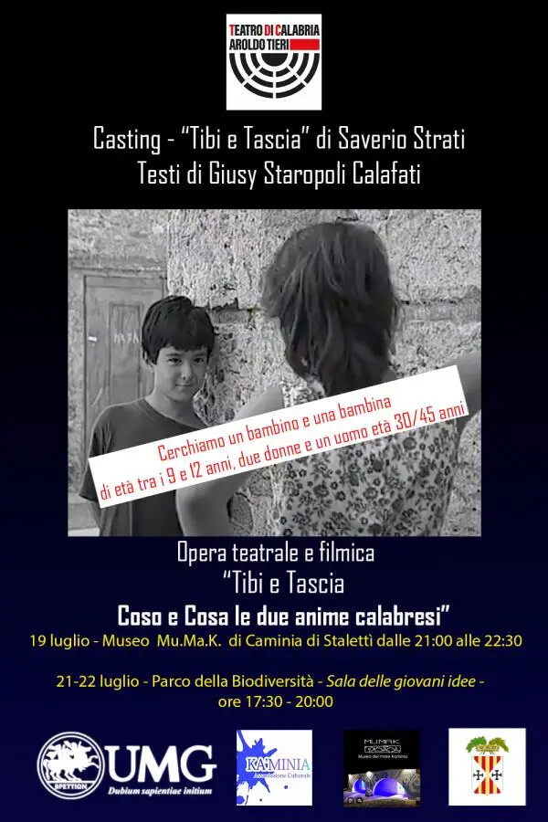 Il Teatro di Calabria avvia il casting per l'opera "Tibi e Tàscia" images Il Teatro di Calabria avvia il casting per l'opera "Tibi e Tàscia"