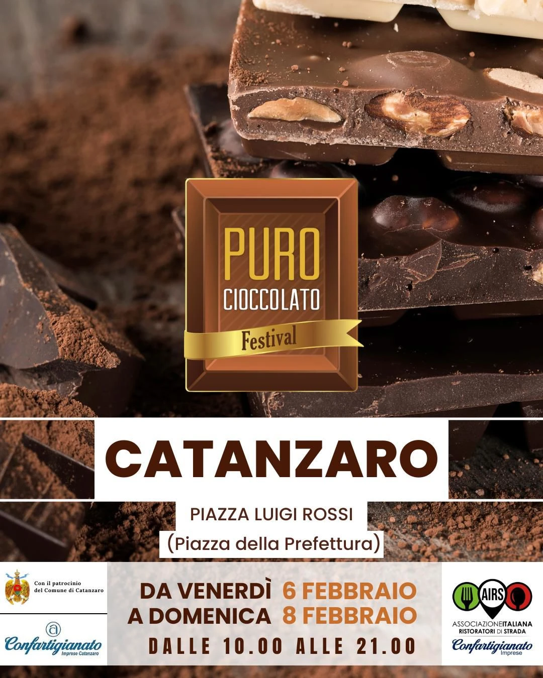 Catanzaro ospita “Puro Cioccolato Festival”: in piazza Luigi Rossi 3 giorni dedicati all’eccellenza del gusto