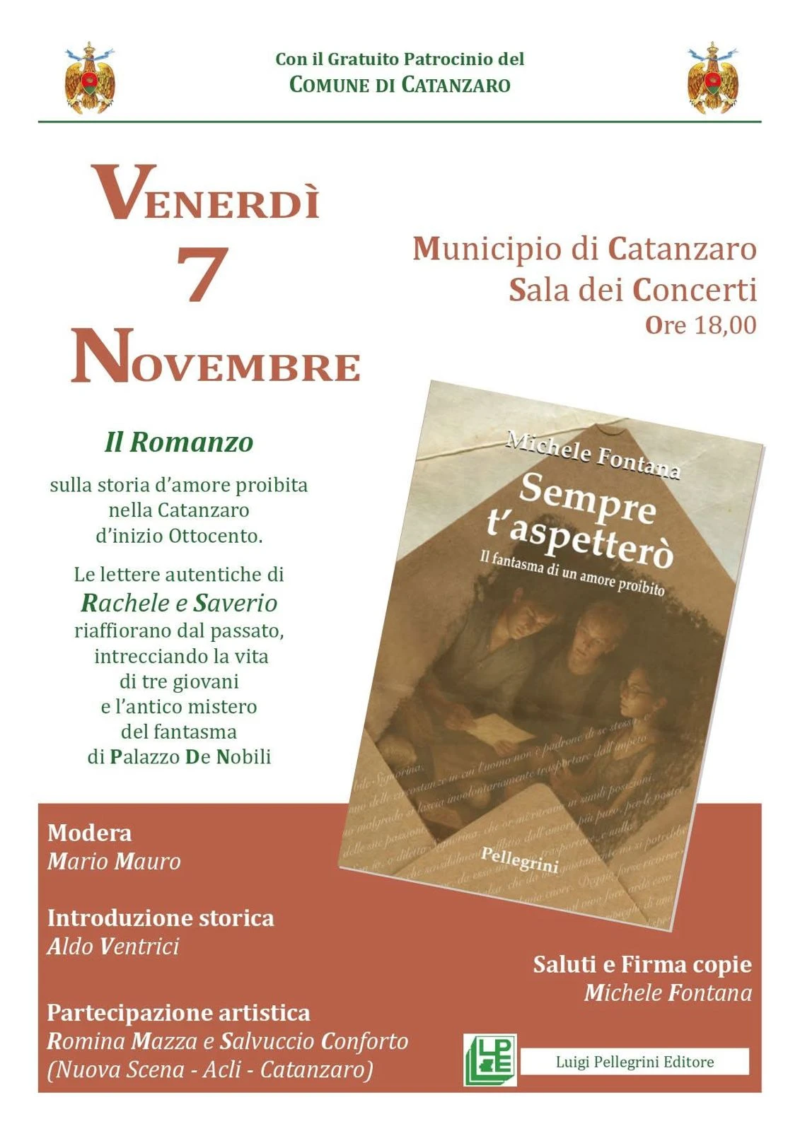 Storia d’amore proibita nella Catanzaro dell’inizio '800: a palazzo De Nobili la presentazione del libro di Fontana