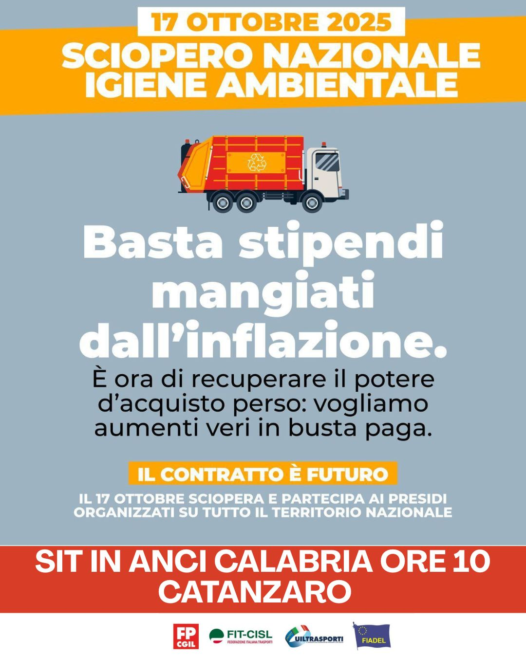 Sciopero Servizi Ambientali, il 17 ottobre sit in  davanti alla sede Anci Calabria