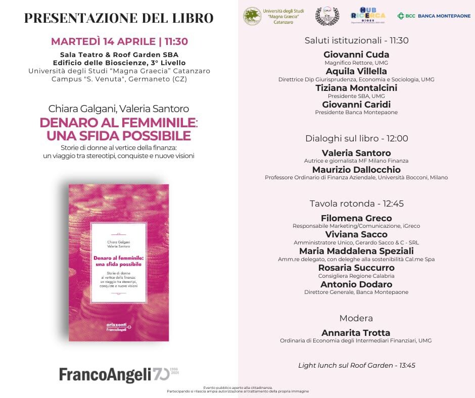 images "Denaro al femminile", all’UMG di Catanzaro un confronto su finanza e parità di genere