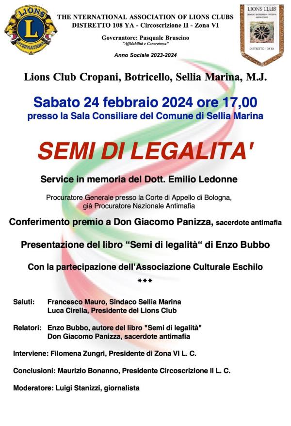 images Sellia Marina, il Lions Club si prepara alla iniziativa "Semi di Legalità" 