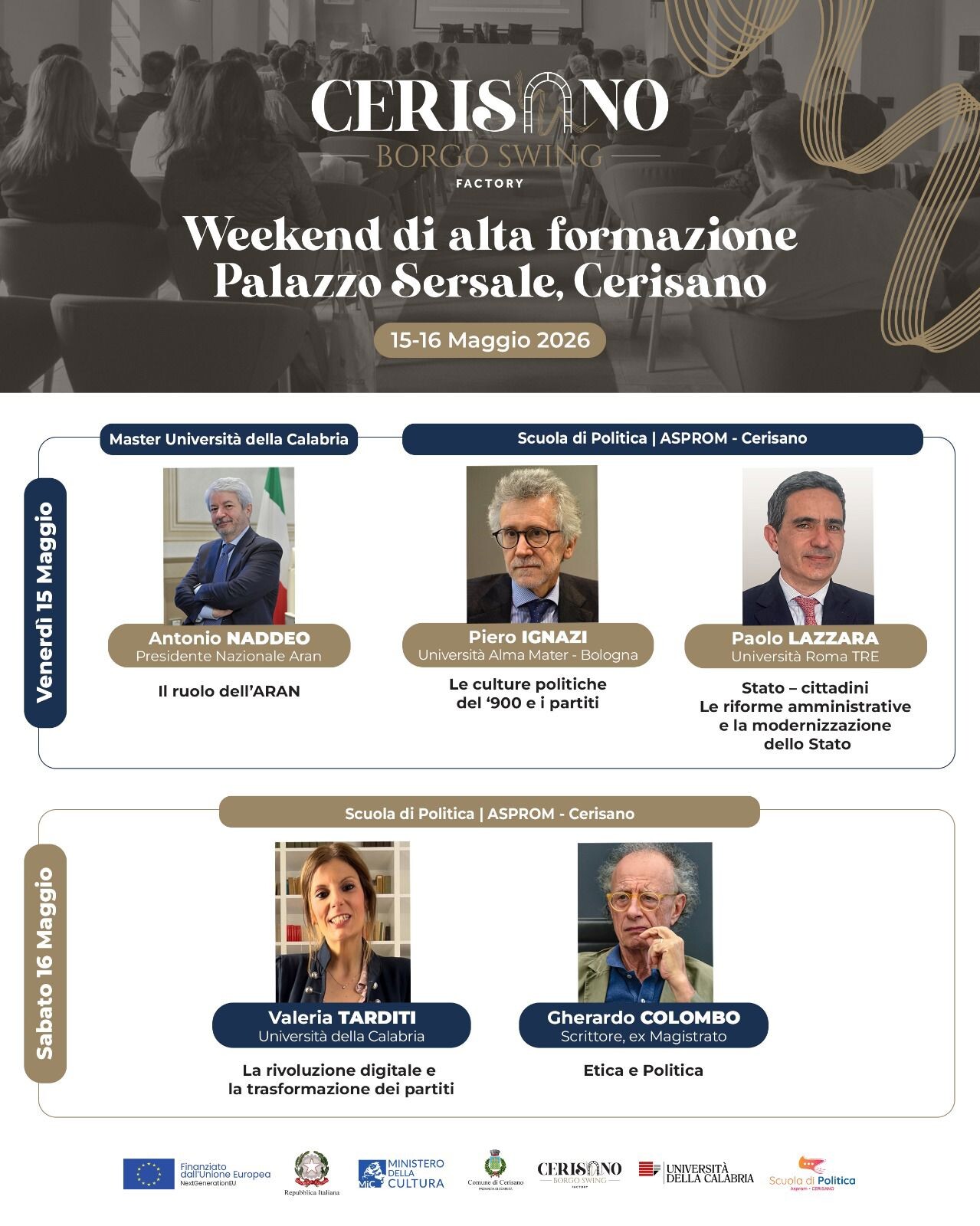 images Cerisano si conferma hub della formazione: a Palazzo Sersale arrivano Colombo, Ignazi, Lazzara e Naddeo