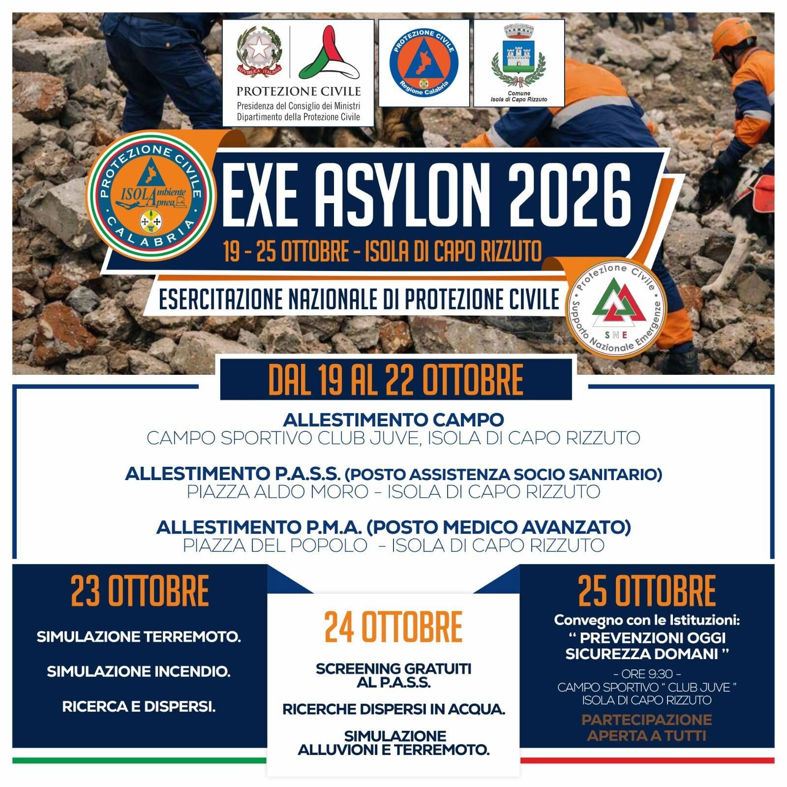 Arriva ad Isola Capo Rizzuto Exe Asylon 2026: una settimana di Protezione civile, prevenzione e sicurezza images Arriva ad Isola Capo Rizzuto Exe Asylon 2026: una settimana di Protezione civile, prevenzione e sicurezza