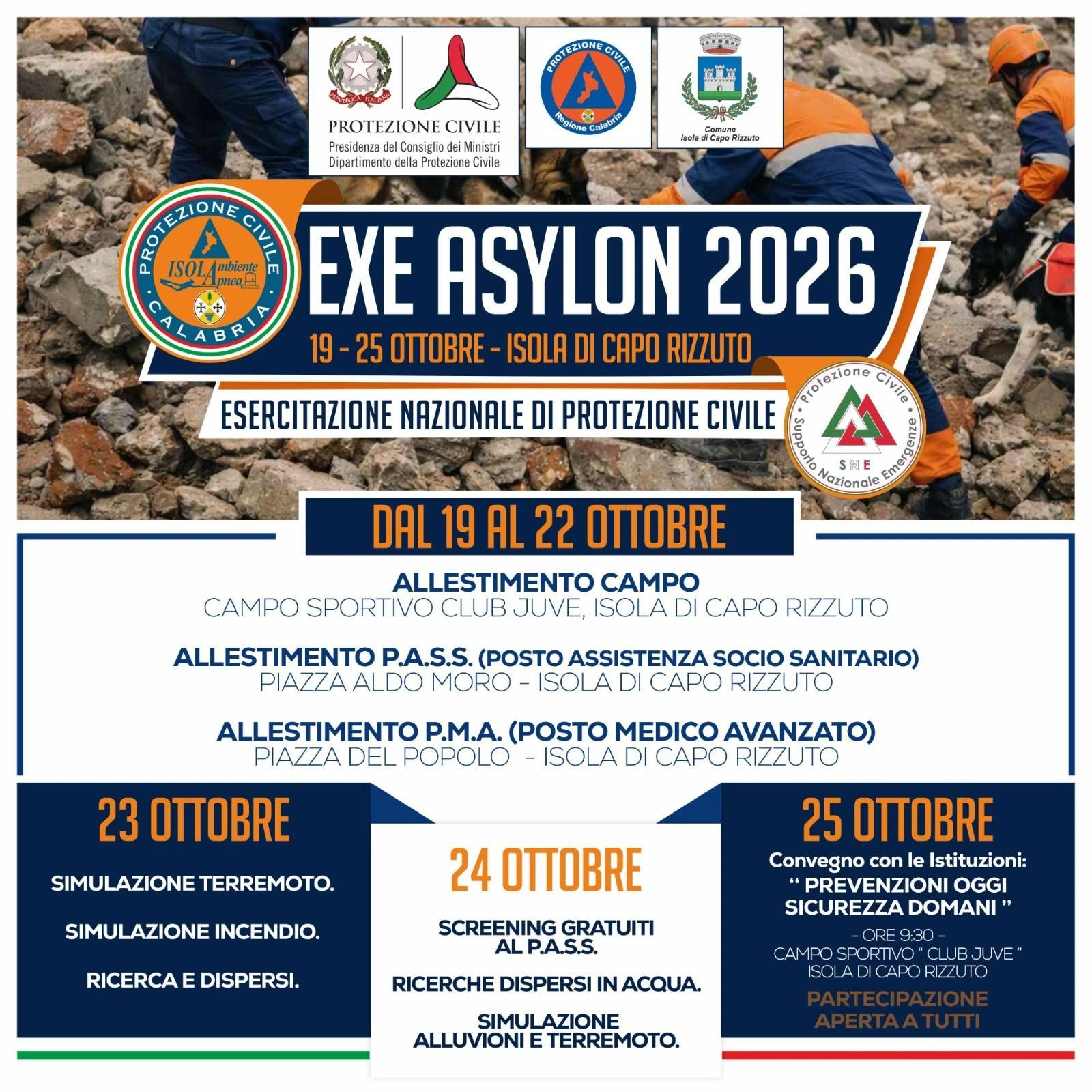 Arriva ad Isola Capo Rizzuto Exe Asylon 2026: una settimana di Protezione civile, prevenzione e sicurezza