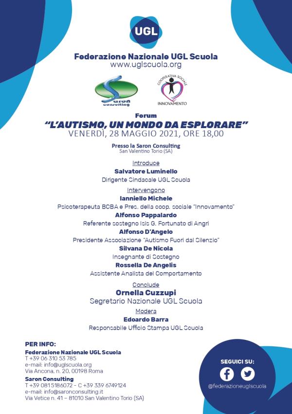 "L’autismo, un mondo da esplorare". Venerdì il forum di Ugl scuola images "L’autismo, un mondo da esplorare". Venerdì il forum di Ugl scuola
