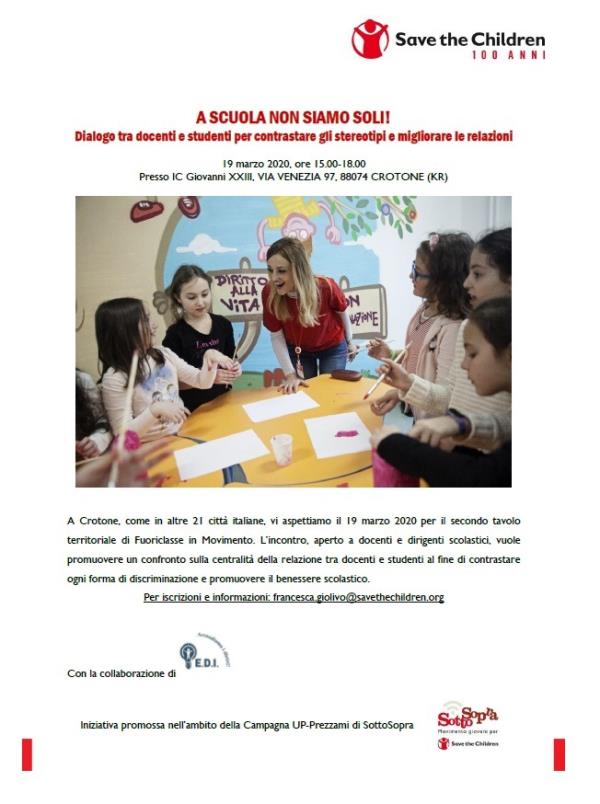 images  “A scuola non siamo soli!”. L’iniziativa di Save the Children contro stereotipi e discriminazioni fa tappa a Crotone