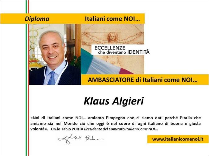Klaus Algieri diventa Ambasciatore di 'Italiani come Noi' images Klaus Algieri diventa Ambasciatore di 'Italiani come Noi'