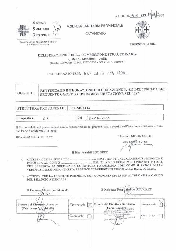 images Suem 118, nuova delibera dell'Asp: Pet medicalizzata a Soveria Mannelli ma nessuna novità per Girifalco