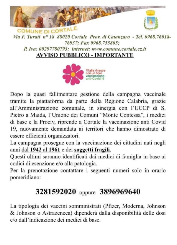 Riprende la campagna vaccinale a Cortale: “Quasi fallimentare quella regionale” images Riprende la campagna vaccinale a Cortale: “Quasi fallimentare quella regionale”