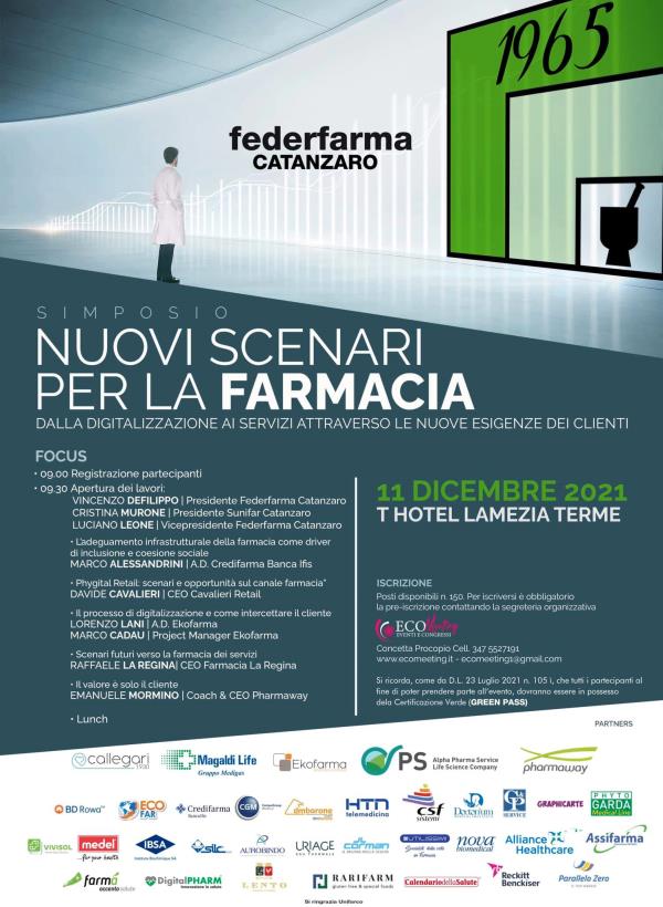 “Nuovi scenari per la farmacia”: domani il convegno organizzato da Federfarma Catanzaro images “Nuovi scenari per la farmacia”: domani il convegno organizzato da Federfarma Catanzaro