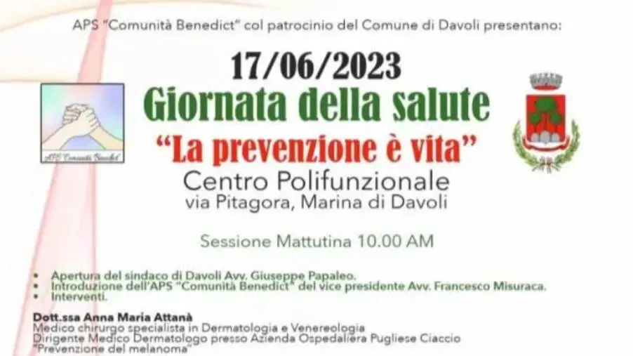 images Giornata della salute a Davoli, prevenzione e formazione nell'evento promosso da APS Comunità Benedict