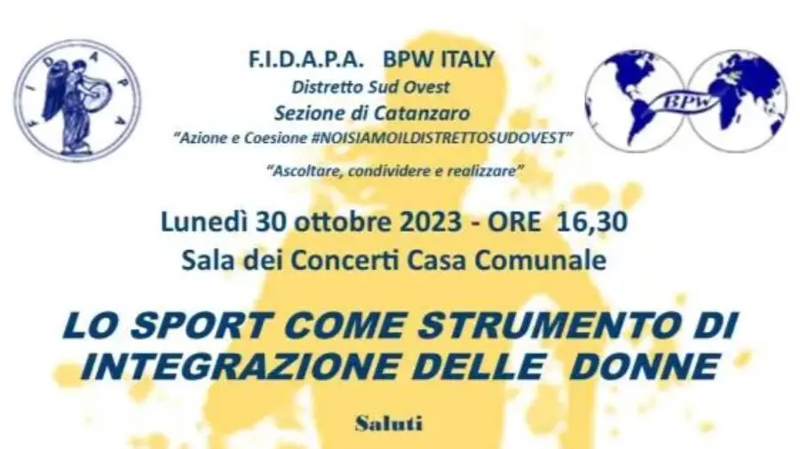Fidapa Catanzaro, un convegno sullo sport come strumento di integrazione delle donne images Fidapa Catanzaro, un convegno sullo sport come strumento di integrazione delle donne