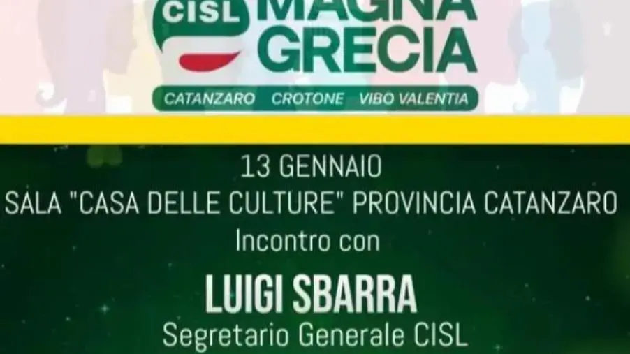Sabato Luigi Sbarra a Catanzaro, Mancuso: "Serve un patto sociale: noi pronti con chi ci sta" images Sabato Luigi Sbarra a Catanzaro, Mancuso: "Serve un patto sociale: noi pronti con chi ci sta"