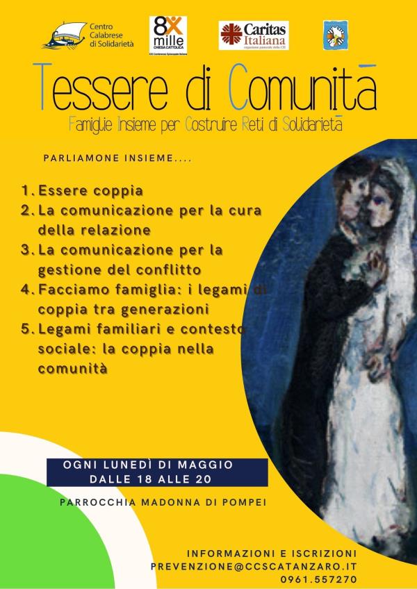 images Catanzaro. Continua il cammino di&nbsp;“Tessere di Comunità” con un incontro dedicato all' 
"essere coppia"