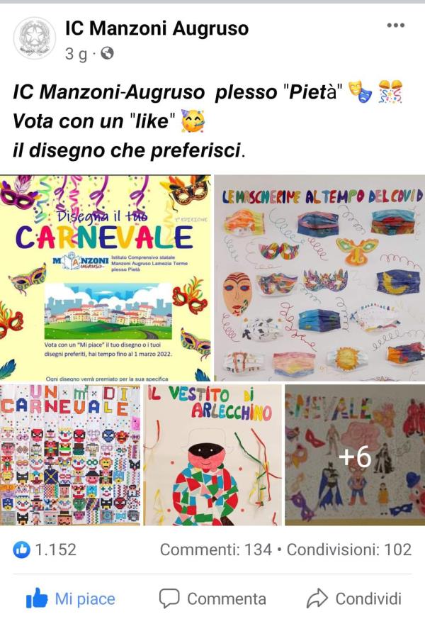 images Concluso il concorso "Disegna il carnevale" all'Istituto "Manzoni-Augruso" di Lamezia Terme