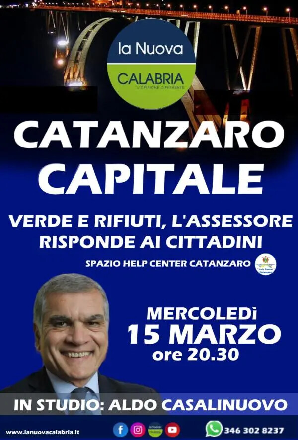 Catanzaro Capitale, stasera alle 20.30 puntata su verde e rifiuti: ospite l'assessore Casalinuovo images Catanzaro Capitale, stasera alle 20.30 puntata su verde e rifiuti: ospite l'assessore Casalinuovo