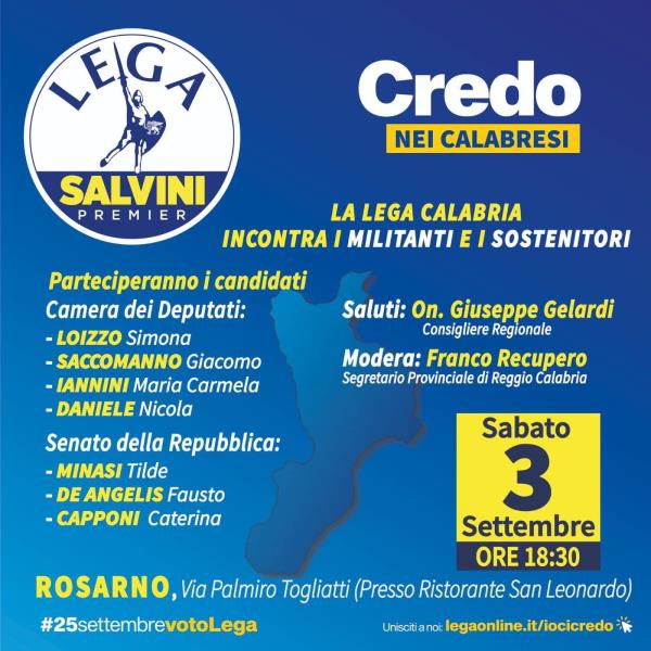 images Politiche, a Rosarno domani l'incontro dei candidati alla Camera ed al Senato con militanti, tesserati e simpatizzanti