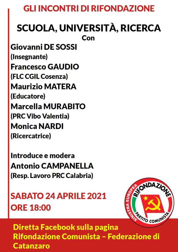 Scuola, università e ricerca: se ne parla domani in un incontro on line organizzato da Rifondazione comunista images Scuola, università e ricerca: se ne parla domani in un incontro on line organizzato da Rifondazione comunista