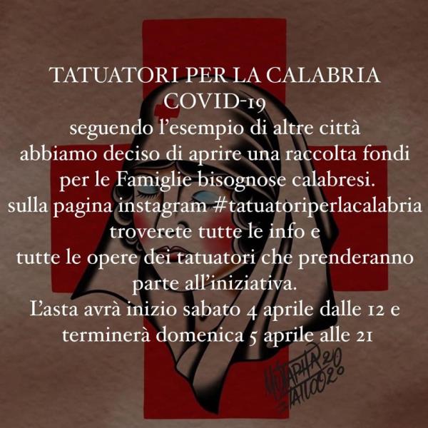 Coronavirus. #tatuatoriperlacalabria, asta solidale dei tatuatori calabresi su instagram (VIDEO) images Coronavirus. #tatuatoriperlacalabria, asta solidale dei tatuatori calabresi su instagram (VIDEO)