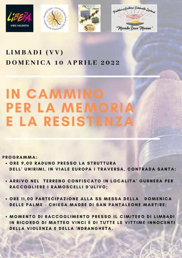 In cammino per la Memoria e la Resistenza: l'iniziativa di "Libera" domenica a Limbadi images In cammino per la Memoria e la Resistenza: l'iniziativa di "Libera" domenica a Limbadi