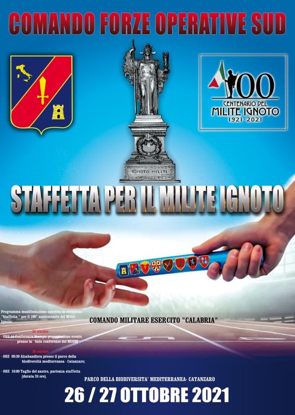 images Esercito Calabria. "Una staffetta per il Milite ignoto": la presentazione, al Parco della Biodiversità a Catanzaro, il 25 ottobre