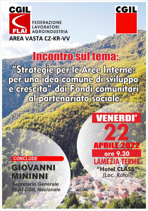images Strategie per le aree interne, il dibattito di Flai-Cgil domani a Lamezia con il segretario Mininni