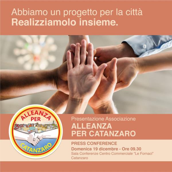 images Nasce l'associazione Alleanza per Catanzaro: "Abbiamo un progetto per la città, realizziamolo insieme"
