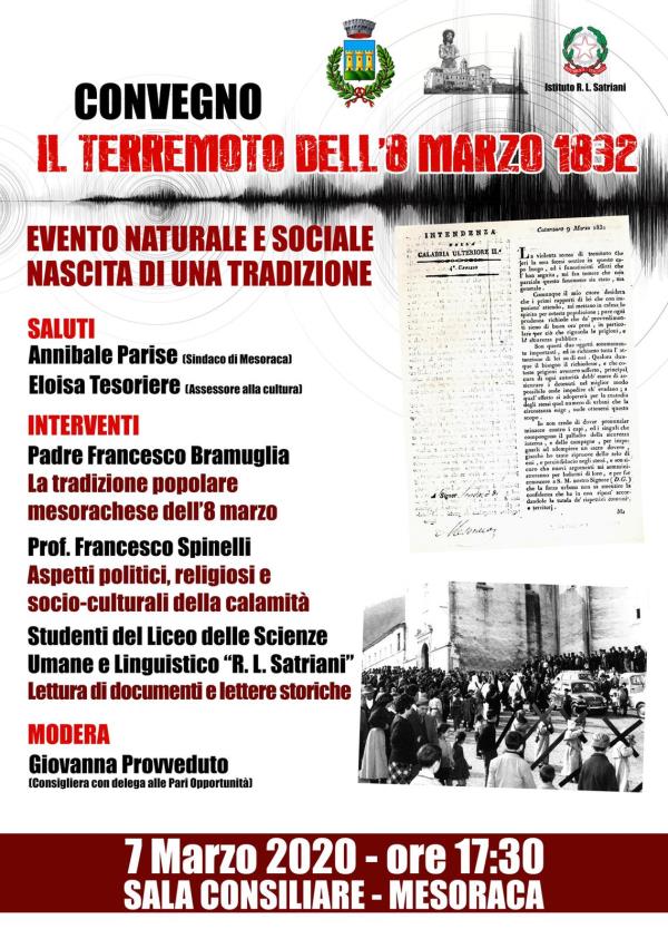 images Mesoraca ricorda il terremoto del 1832. Il 7 Marzo al Comune un convegno sulla calamità e i suoi aspetti politici, religiosi e socio-culturali