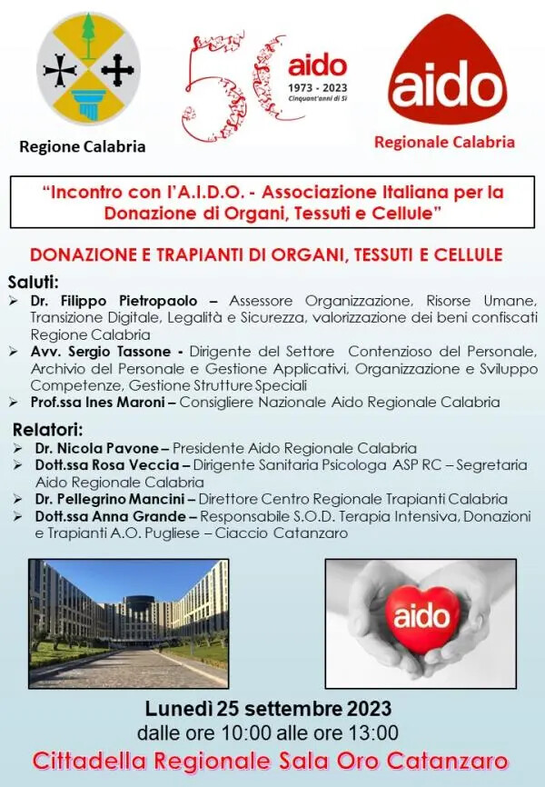 Donazione e trapianti di organi, il 25 settembre l'incontro con l'A.I.D.O. in Cittadella images Donazione e trapianti di organi, il 25 settembre l'incontro con l'A.I.D.O. in Cittadella
