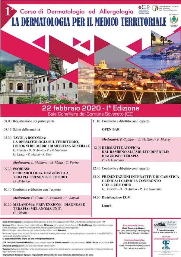 images La Dermatologia Ospedaliera si sposta sul territorio con il 1° Corso di Dermatologia ed Allergologia sabato a Soverato