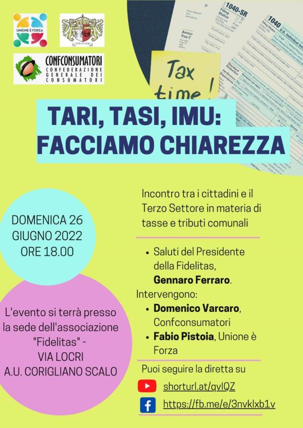 images "TARI, TASI, IMU: facciamo chiarezza": domenica l'iniziativa a Corigliano