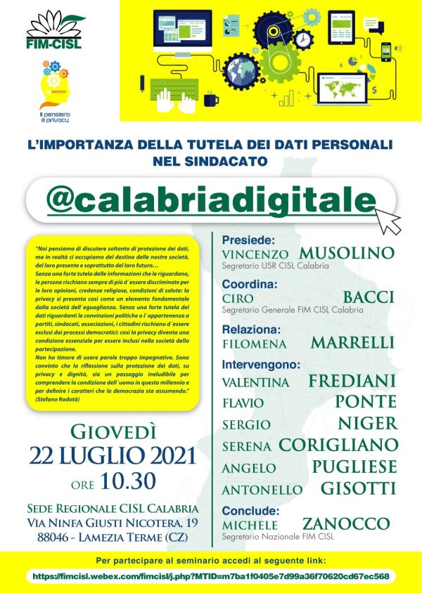 "L’importanza della tutela dei dati personali nel sindacato" nel seminario della Fim-Cisl Calabria images "L’importanza della tutela dei dati personali nel sindacato" nel seminario della Fim-Cisl Calabria