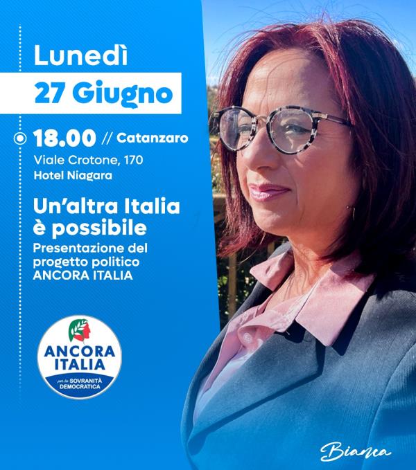 Catanzaro, la senatrice Bianca Laura Granato presenta il progetto politico “Ancora Italia” images Catanzaro, la senatrice Bianca Laura Granato presenta il progetto politico “Ancora Italia”