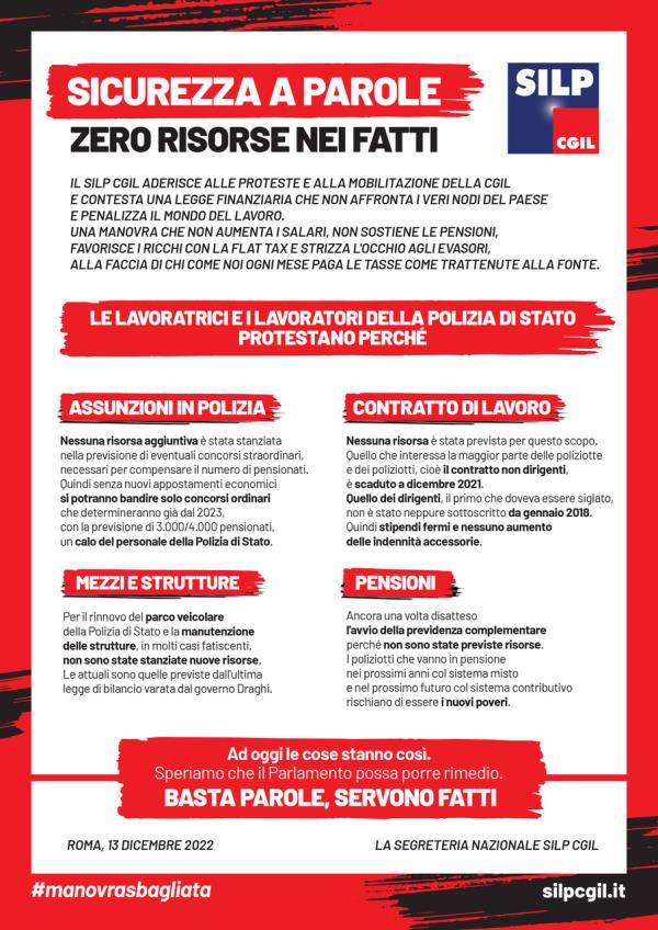 images Legge di bilancio, zero risorse la sicurezza: si mobilita anche il Silp Cgil 