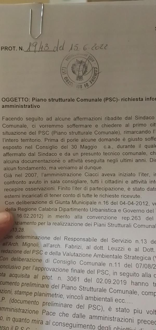Piano strutturale comunale a Belcastro, la Minoranza interroga il sindaco sull'evoluzione dell'iter amministrativo images Piano strutturale comunale a Belcastro, la Minoranza interroga il sindaco sull'evoluzione dell'iter amministrativo