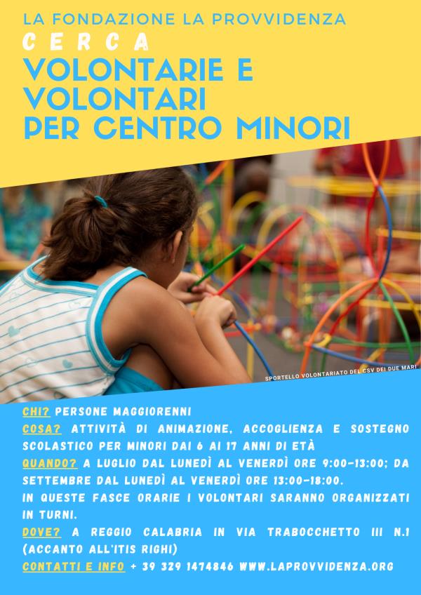 Reggio Calabria. La Fondazione "La Provvidenza" lancia la call per trovare volontari
images Reggio Calabria. La Fondazione "La Provvidenza" lancia la call per trovare volontari