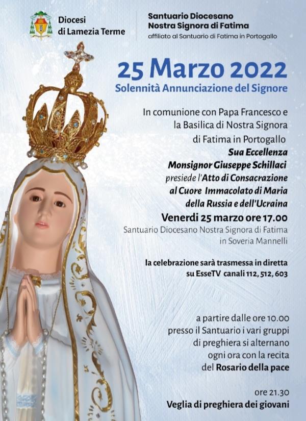 images Nel santuario della Madonna di Fatima a Soveria Mannelli l’atto di consacrazione di Russia e Ucraina al Cuore Immacolato di Maria