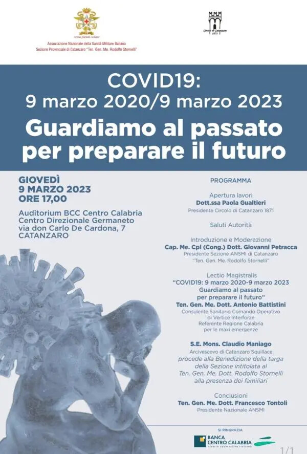 images “Covid 19, guardiamo al passato per preparare il futuro”: domani l'evento di ANSMI e Circolo di Catanzaro 1871