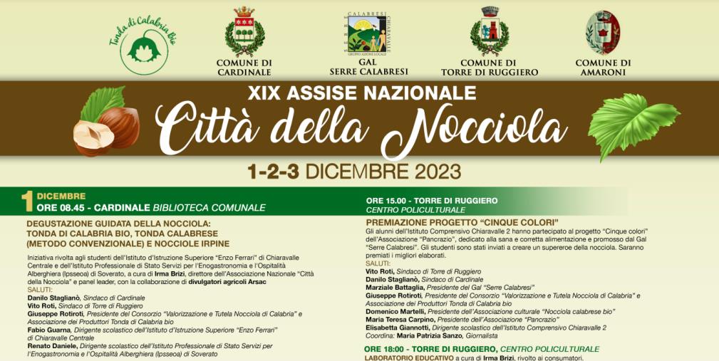La 19ª edizione della "Città della Nocciola" si terrà nei Comuni di Cardinale e Torre di Ruggiero images La 19ª edizione della "Città della Nocciola" si terrà nei Comuni di Cardinale e Torre di Ruggiero