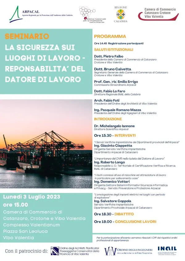 Prevenzione e sicurezza sui luoghi di lavoro, confronto tra esperti alla Camera di commercio di Vibo images Prevenzione e sicurezza sui luoghi di lavoro, confronto tra esperti alla Camera di commercio di Vibo