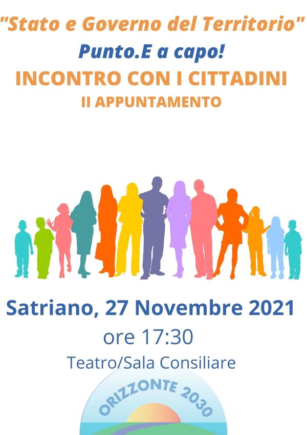 Satriano. "Stato e Governo del Territorio": sabato 27 il secondo appuntamento di Orizzonte 2030 images Satriano. "Stato e Governo del Territorio": sabato 27 il secondo appuntamento di Orizzonte 2030
