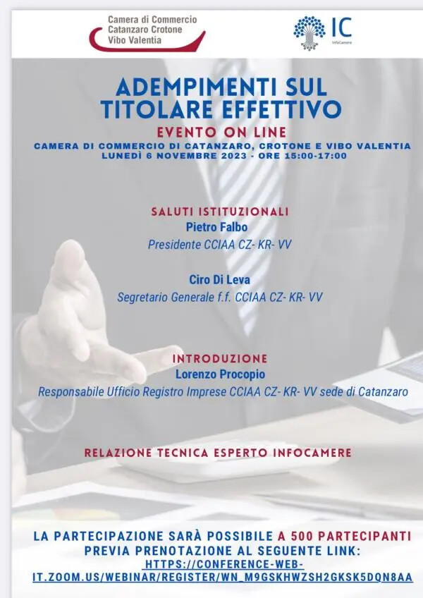 images Nuova norma antiriciclaggio, a Catanzaro webinar informativo della Camera di Commercio 