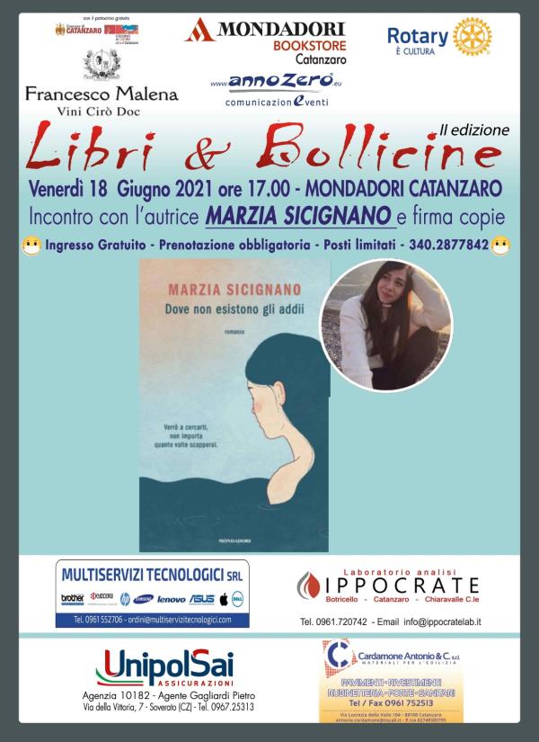Catanzaro. "Libri & bollicine", il 18 giugno la presentazione del libro di Marzia Sicignano alla Mondadori images Catanzaro. "Libri & bollicine", il 18 giugno la presentazione del libro di Marzia Sicignano alla Mondadori