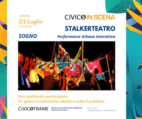 Civico Trame: giovedì a Lamezia Terme la compagnia Stalker Teatro presenta la performance urbana interattiva “Sogno” images Civico Trame: giovedì a Lamezia Terme la compagnia Stalker Teatro presenta la performance urbana interattiva “Sogno”