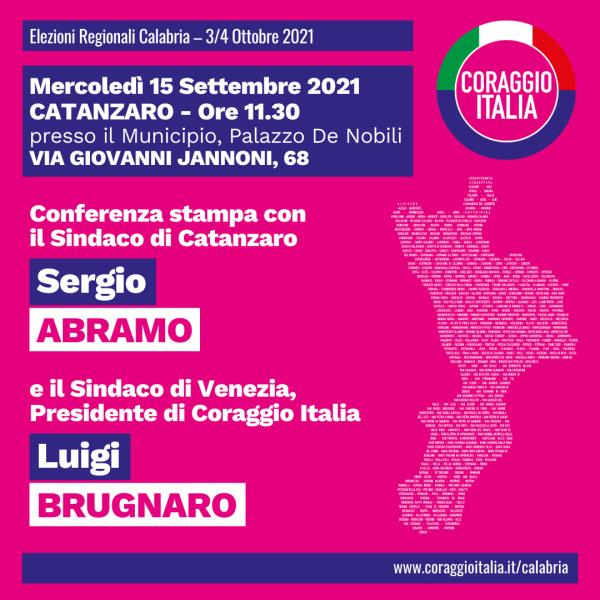 Regionali. Coraggio Italia: domani conferenza stampa con Abramo e Brugnaro, sindaco di Venezia images Regionali. Coraggio Italia: domani conferenza stampa con Abramo e Brugnaro, sindaco di Venezia