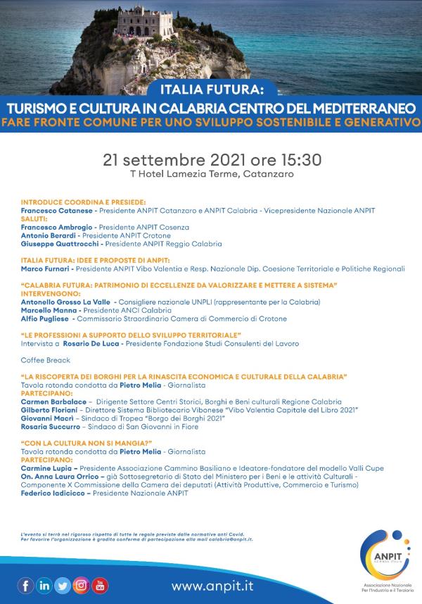 Lamezia Terme. L'Anpit presenta “Italia Futura: Turismo e Cultura in Calabria Centro del Mediterraneo” images Lamezia Terme. L'Anpit presenta “Italia Futura: Turismo e Cultura in Calabria Centro del Mediterraneo”