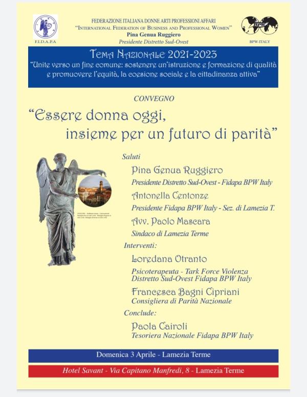 images Lamezia Terme, la Fidapa si interroga sull' "Essere donna oggi": appuntamento domenica