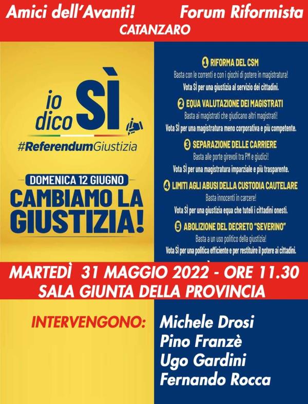 images Inizia la campagna per il voto sui 5 referendum sulla giustizia. Martedì prossimo "Amici dell'Avanti" e Forum Riformista dicono "SI" 